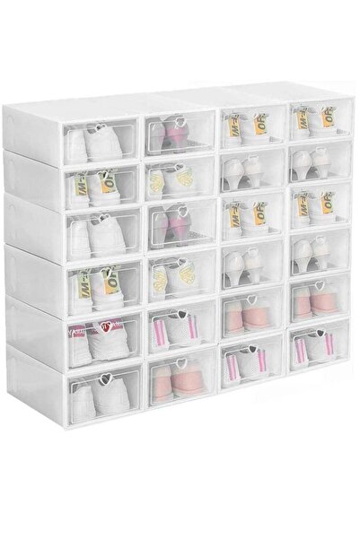 festive Shoe Storage Box, 12 Pack Clear Plastic Clamshell Shoebox