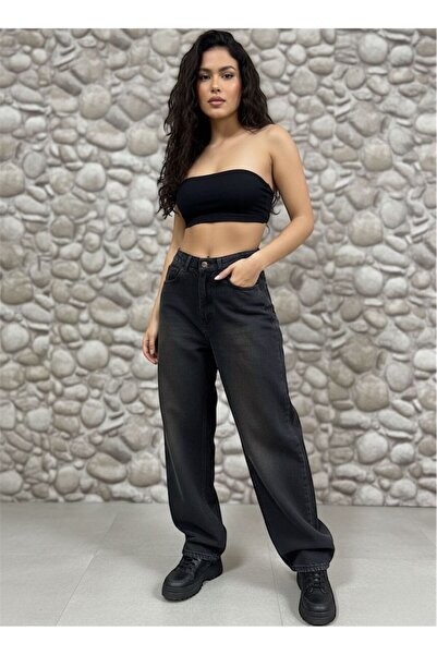 St.Poll ESKİTME LACİVERT YIKAMA UNİSEX BAGGY JEANS PANTOLON