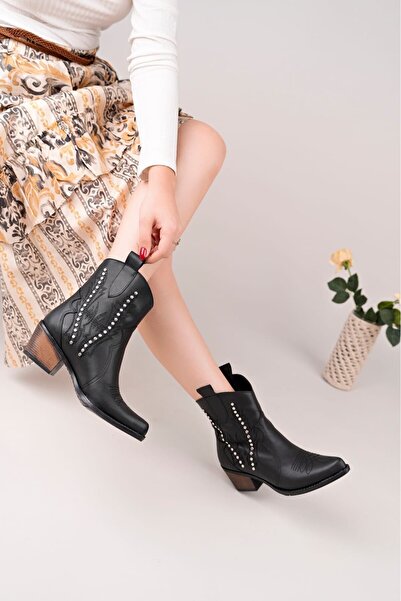 Erbilden Matin Black Leather Heeled Boots