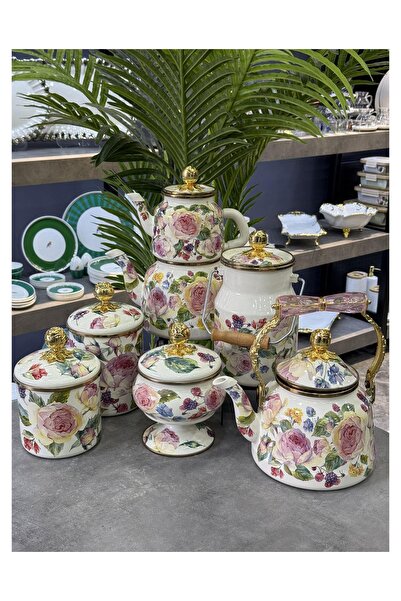 Doğudeko طقم مطبخ مطلي بالمينا من 6 قطع من روز ديلوكس