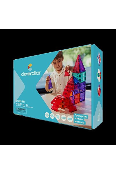 Cleverclixx Stairs Set Manyetik Bloklar, Intense 34 Parça