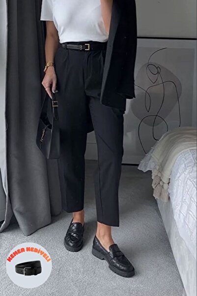 HYWONA Women's High Waist Carrot Pants (with Belt Gift)