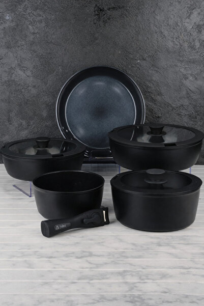 ZERAFET AURİS TAK ÇIKAR KULP TENCERE SET SİYAH