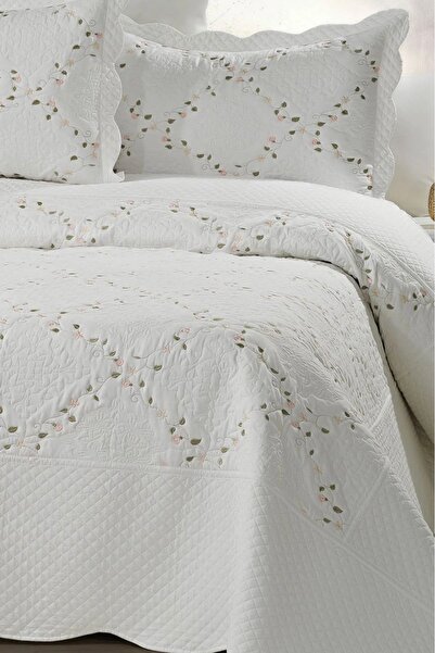 Bella Home Double Colorful Jacquard Embroidered Bedspread Set - 250X260 cm - ...