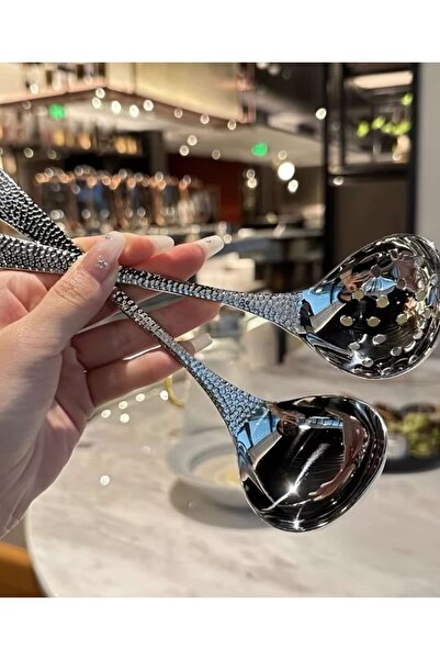 ÇEÇEN HOME 2'li Karışık Set, 1 Kaşık + 1 Delikli Kaşık, Paslanmaz Çelik Balık...