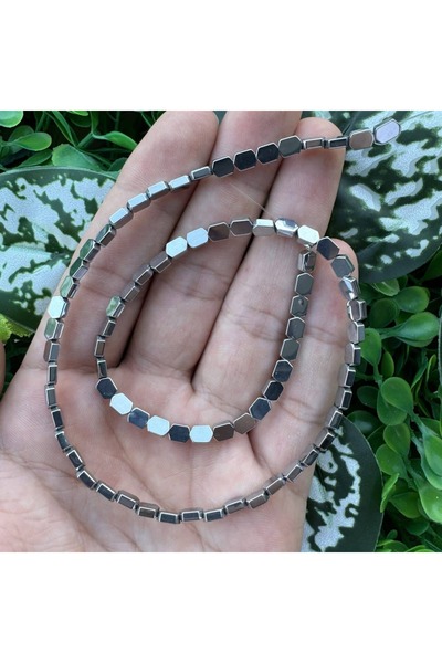 TAŞ UZMANI Cut Quadrilateral Silver Hematite Stone 4X6 mm