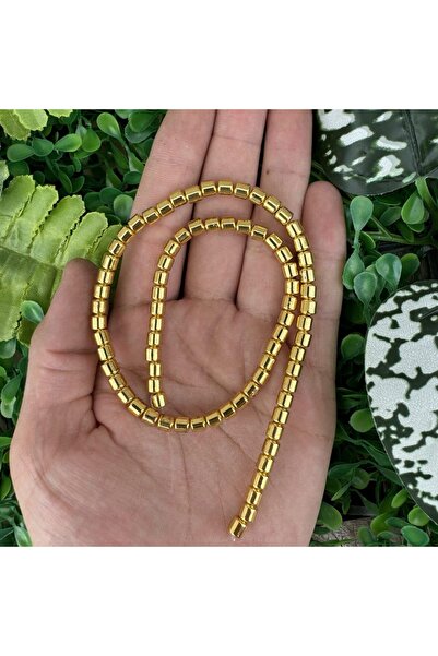 TAŞ UZMANI حجر الهيماتيت الذهبي اللامع الأسطواني 5×5 مم