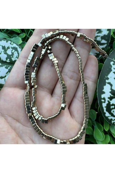 TAŞ UZMANI Tila Çift Delikli Soft Gold Hematit Taşı 4x2MM