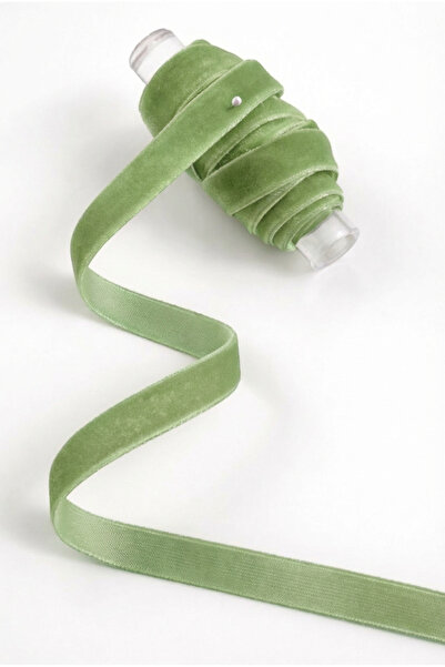 ZEYMERADE Μαλακή πράσινη βελούδινη κορδέλα 1cm 5mt, Νύφη, Γαμπρός, Μποχά, Αρρ...