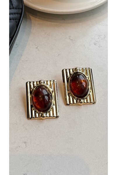 ADENNA JEWELRY Coffee Enamel Vintage Rimon Earrings