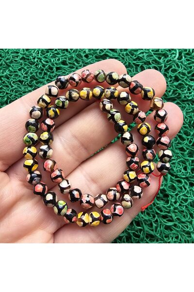 TAŞ UZMANI حجر العقيق التبتي الكروي ذو اللون الأصفر والأخضر 6 ملم