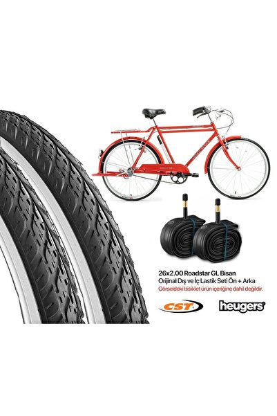 heugers CST 26x2.00 Beyaz Yanak Telli Dış Lastik + İç Lastik Seti | Ön Arka T...