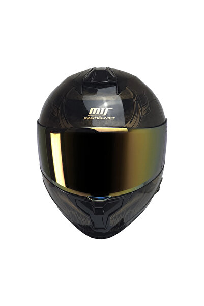 kuzey motor KUZEYMOTOR MTS X340 COLDY GOLD FULLFACE KASKP.SİYAH-GOLD (GOLD CAMLI)