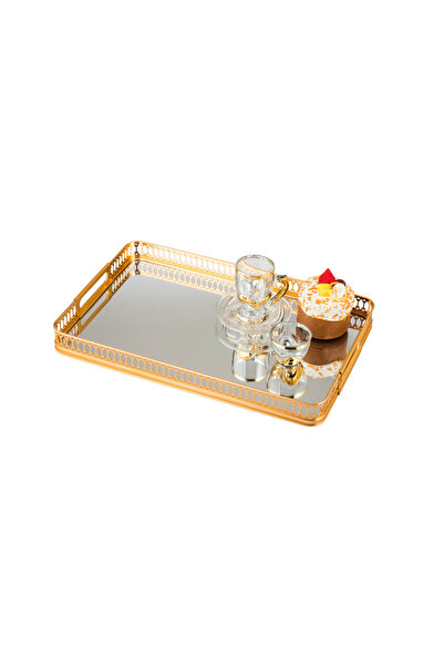 Dania ✨ Luxurious serving tray with a gold frame and elegant mirrored finish ...