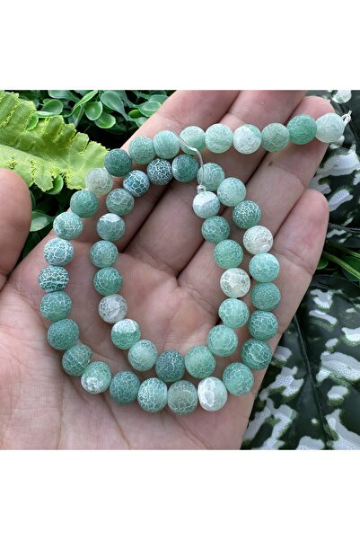 TAŞ UZMANI حجر العقيق الأبيض الأخضر غير اللامع 8 ملم