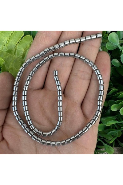 TAŞ UZMANI حجر الهيماتيت الفضي الأسطواني 4×4 مم