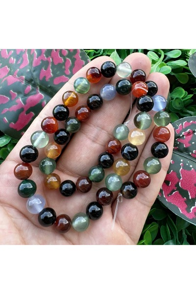 TAŞ UZMANI حجر العقيق الأخضر والبني المختلط 8 ملم