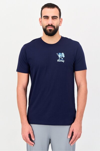 Hurley Men Sportswear Fit Short Sleeve Outdoor T-Shirt, Navy