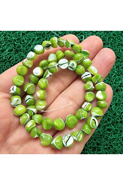 İNCİ DOĞAL TAŞ قشرة خضراء غير متبلورة من حجر اللؤلؤ 6-7 ملم