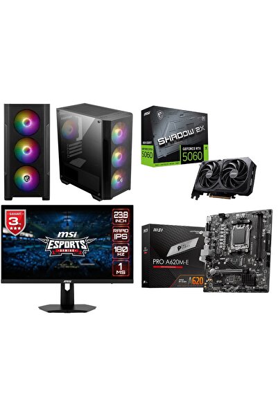 MSI AMD Ryzen 5 7500F RTX 5060 8GB 23.8'' 180Hz 16GB RAM 500GB SSD DDR5 GAMİN...