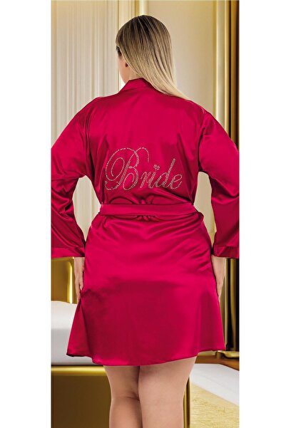 REN Women's Plus Size Solid Color Satin Bride Robe