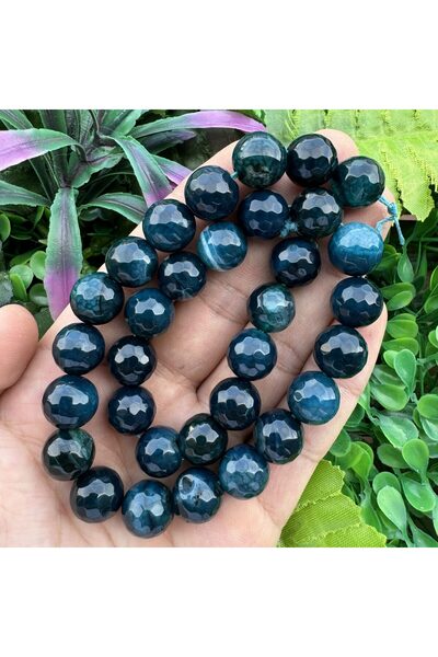 TAŞ UZMANI حجر العقيق الفيروزي الداكن ذو الأوجه 12 مم