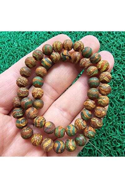 İNCİ DOĞAL TAŞ حجر العقيق التبتي الأخضر البني 8 ملم