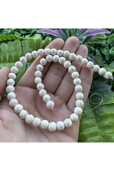 TAŞ UZMANI حجر كريم كروي أبيض فيروزي 8 مم