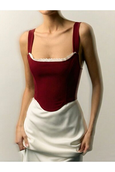 Ahya Designs Ahyâ Bordo Dantelli Korse Büstiyer