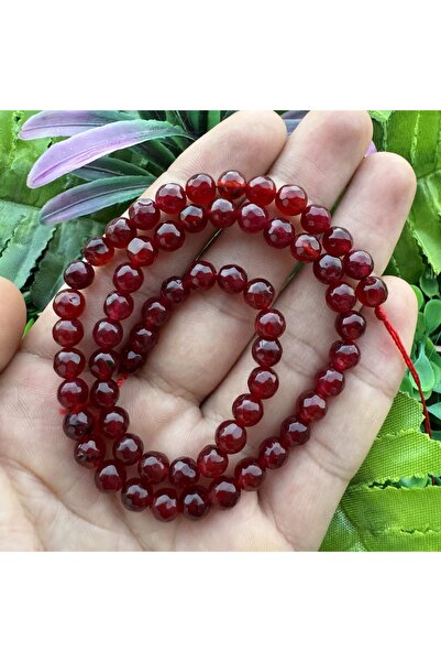 İNCİ DOĞAL TAŞ حجر العقيق الأحمر الداكن الكروي المصقول 6 مم