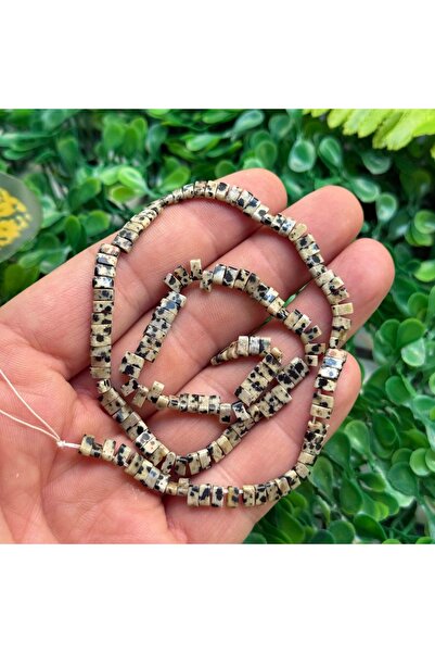 TAŞ UZMANI حجر جاسبر دالماشيا ذو ثقبين من تيلا 5×2 مم