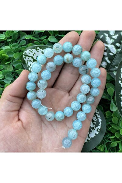TAŞ UZMANI Globe Ice Blue Agate Stone 10 mm