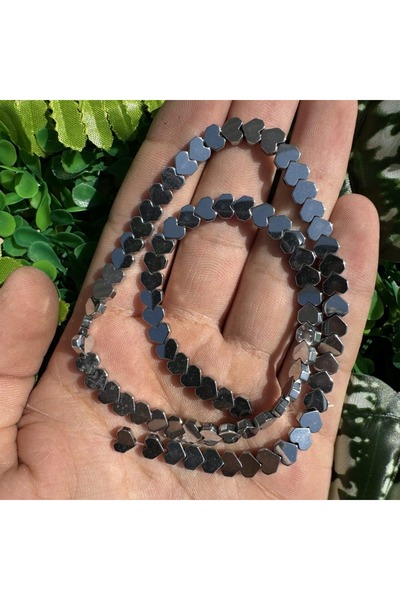 TAŞ UZMANI حجر الهيماتيت الفضي على شكل قلب 6 ملم