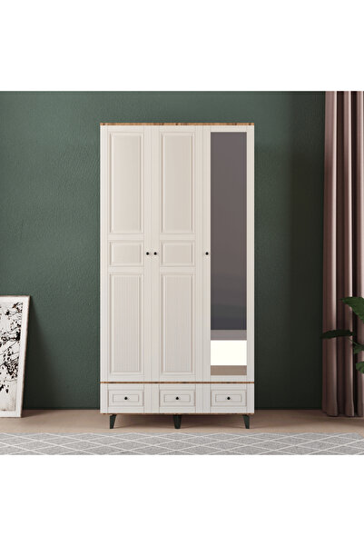 Teen & Bright NİL 3 KAPAKLI ÇEKMECELİ GARDIROP - MDF KAPAK