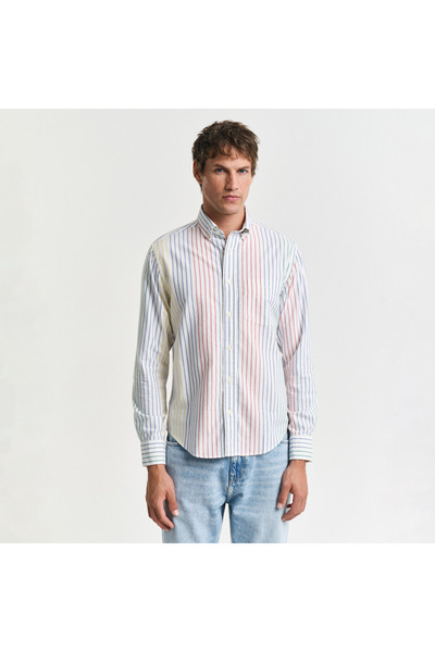 Gant Erkek Renkli Regular Fit Düğmeli Yaka Çizgili Gömlek