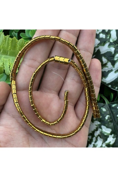 TAŞ UZMANI Flat Snake Gold Hematite Stone 6X4 mm