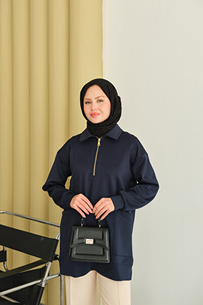 LOCCO Hanorac pentru femei, cu buzunar și detaliu la guler, cu jumătate de fe...