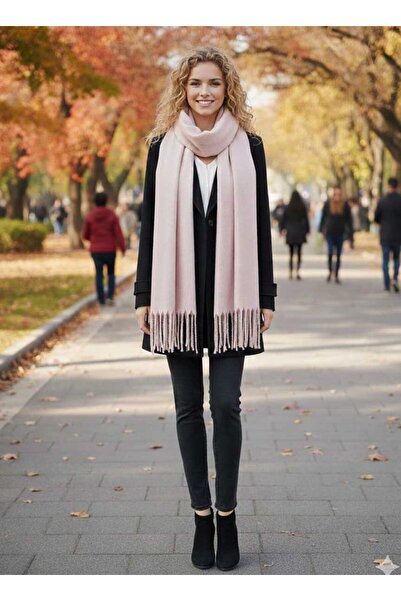 Swana Eșarfă șal cu ciucuri, de culoare uni, pentru femei