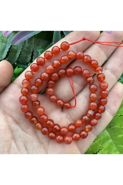 İNCİ DOĞAL TAŞ حجر العقيق الأحمر الكروي المصقول 6 ملم