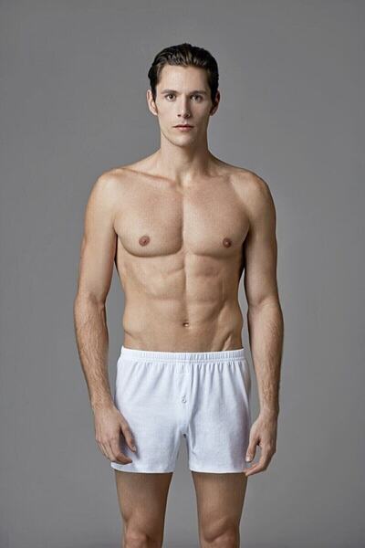 Eros 2-Pack, 100% Cotton Combed, Button Front, Men's Boxer Set, White