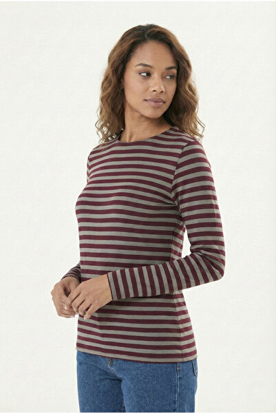 CrazyShopping Women's Crew Neck Long Sleeve Basic Striped T-Shirt-Blouse-Full...