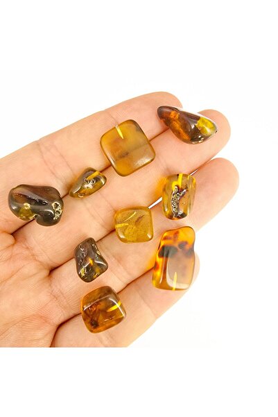 TAŞ UZMANI محفظة بحجم متوسط باللون البني الخام من الكهرمان