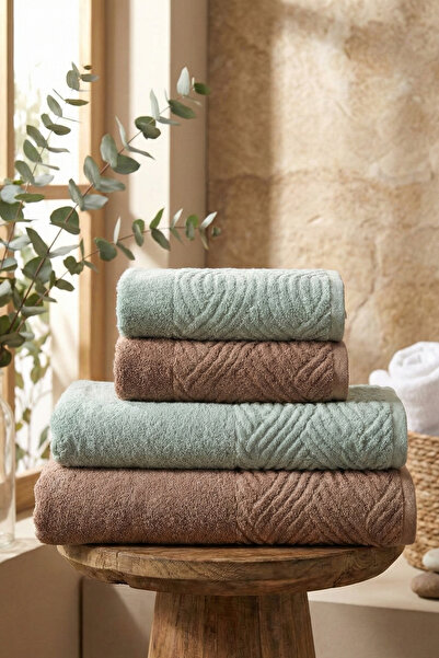 Mokita Home 4-Piece Luxury Bath Towel Set Velvet Textured Soft 2 Bath Towels ...