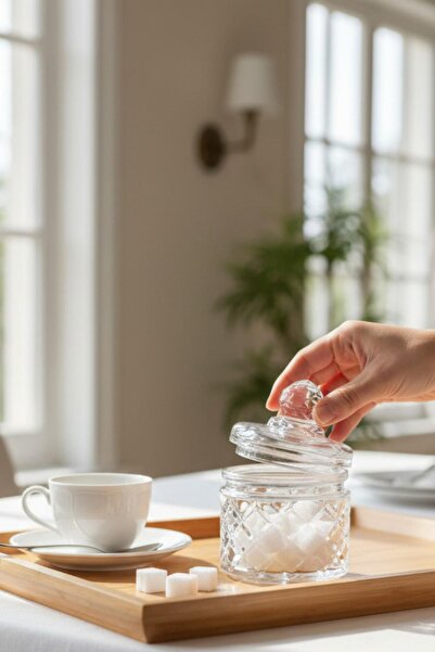 ALBETTO Lüks Kristal Cam Küçük Boy Şekerlik, Lokumluk sur41