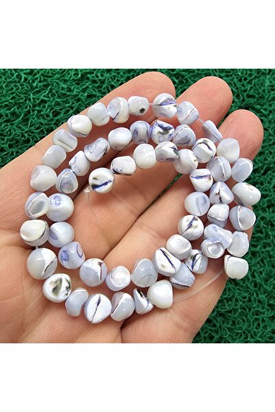 İNCİ DOĞAL TAŞ حجر أمورف أزرق فاتح من أم اللؤلؤ 6-7 ملم