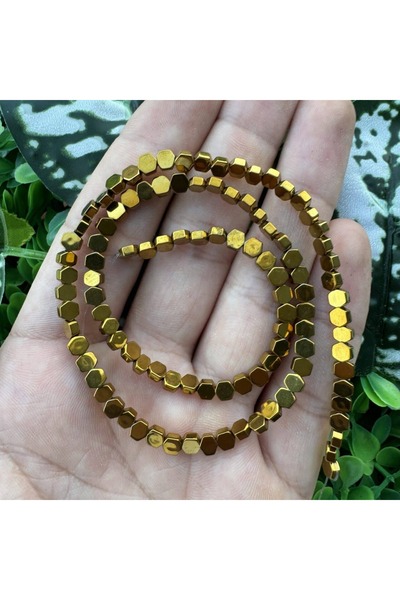 TAŞ UZMANI حجر الهيماتيت الذهبي على شكل قرص العسل 4x4 ملم