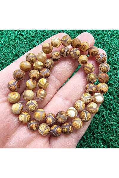 İNCİ DOĞAL TAŞ حجر العقيق التبتي البيج 8 ملم