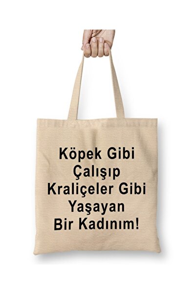 Toyaso I'M a Woman Who Works Like a Dog and Lives Like a Queen Tote Bag Shopp...