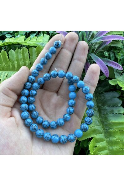 TAŞ UZMANI حجر كريم أزرق فيروزي كروي 8 ملم