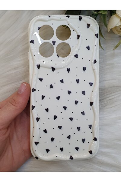 ZB Aksesuarda Moda XİAOMİ POCO X6 PRO UYUMLU SİYAH KALPLER BASKILI DESENLİ KILIF